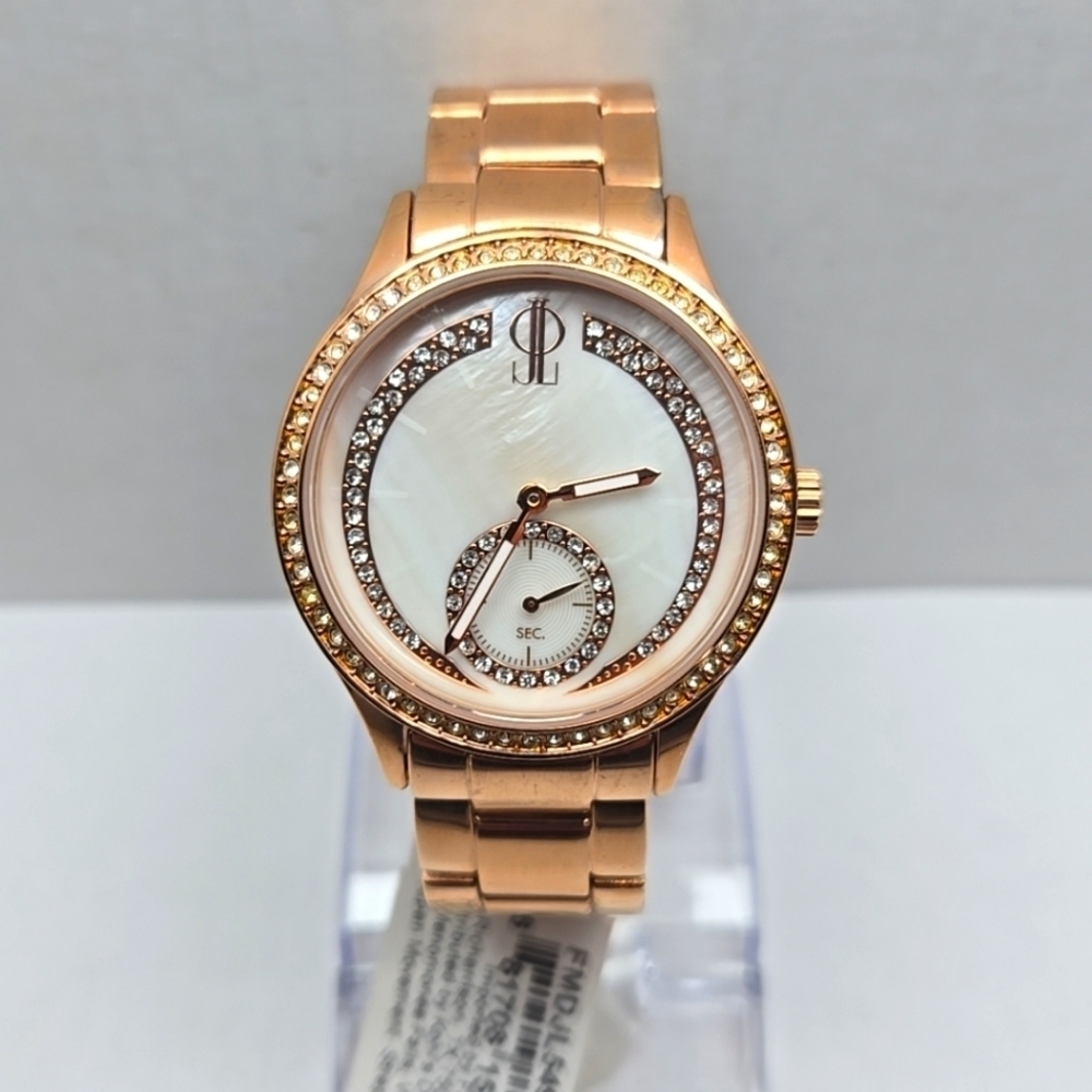 Womens Jennifer Lopez Rose Gold Crystal Watch Rhinestones FMDJL549 New Battery